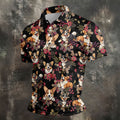 Cute Corgi Floral Hawaiian Pattern Polo Shirt, Mens Golf Polo, Funny Golf Shirt