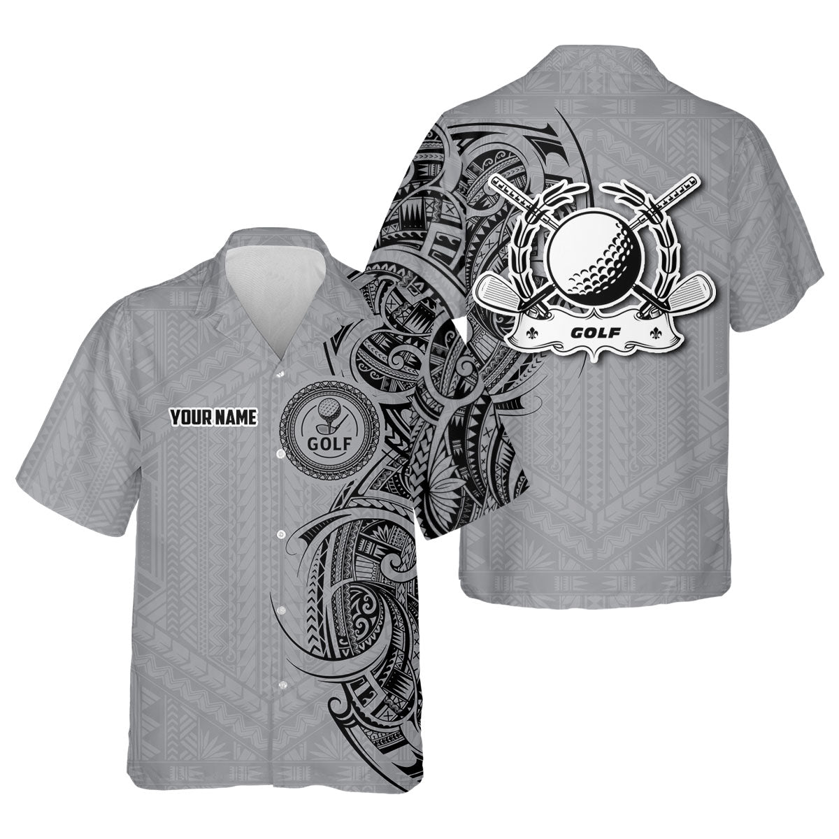 Strike Grey Tribal Tattoo Custom Men's Golf Polo Shirt, Funny Golf Shirt, Dad Golf Gift