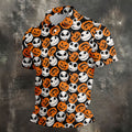 Halloween Skull Pumpkin Pattern Golf Polo Shirt, Men's Golf Shirt, Hawaiian Golf Shirt