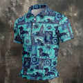 Funny Tropical Dog Surf Patchwork Golf Polo Shirt, Mens Golf Polo, Printed Golf Shirts