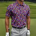 Cute Halloween Icon Pattern Golf Polo Shirt, Mens Golf Shirts, Hawaiian Golf Shirt