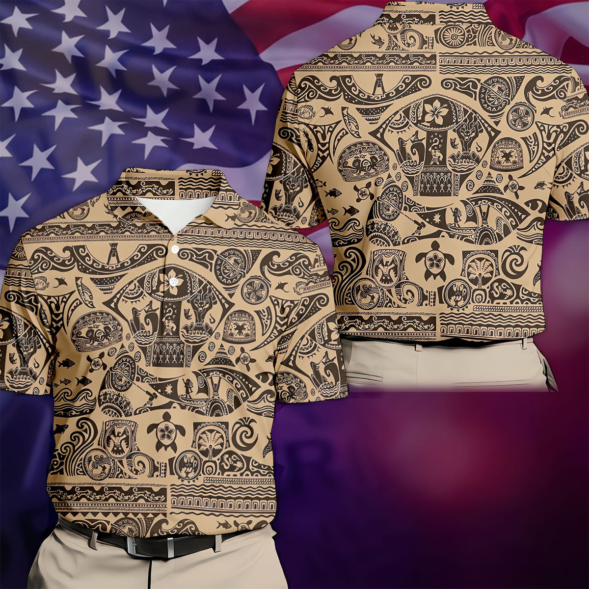 Polynesian Tribal Hawaiian Golf Shirt, Golf Shirts For Men, Mens Golf Apparel