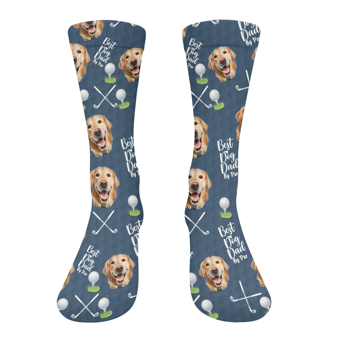Best Dog Dad By Par Socks, Socks With Dog Face, Custom Pet Socks, Funny Crew Socks, Christmas Golf Gift