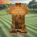Golden Horizon Tribal Theme Women's Golf Tops, Native American Ancestry Ladies Golf Polos, Indigenous Peoples Month