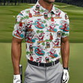 Surfing Santa Tropical Christmas Golf Shirt, Christmas Golf Shirt, Golf Apparel For Men