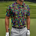 Colorful Abstract Golf Pattern Polo Shirt, Mens Golf Shirts, Hawaiian Golf Shirt