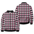 Black Pink Argyle Men's Golf Polo Shirt, Golf Gift For Men, Golfing Apparel, Matching Golf Shirt