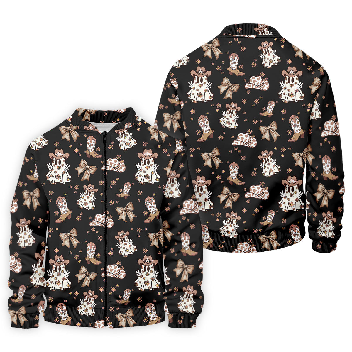Coquette Halloween Cowboy Ghost Black Fun Golf Shirts For Men, Polo Shirts For Men, Golfing Apparel