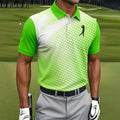 Green White Gradient Polka Dot Golf Shirt, Polo Shirts For Men, Golf Shirts For Men