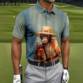 Tropical Monkey Mist Blue Hawaiian Golf Shirt, Men's Golf Shirt, Polo Shirts For Men