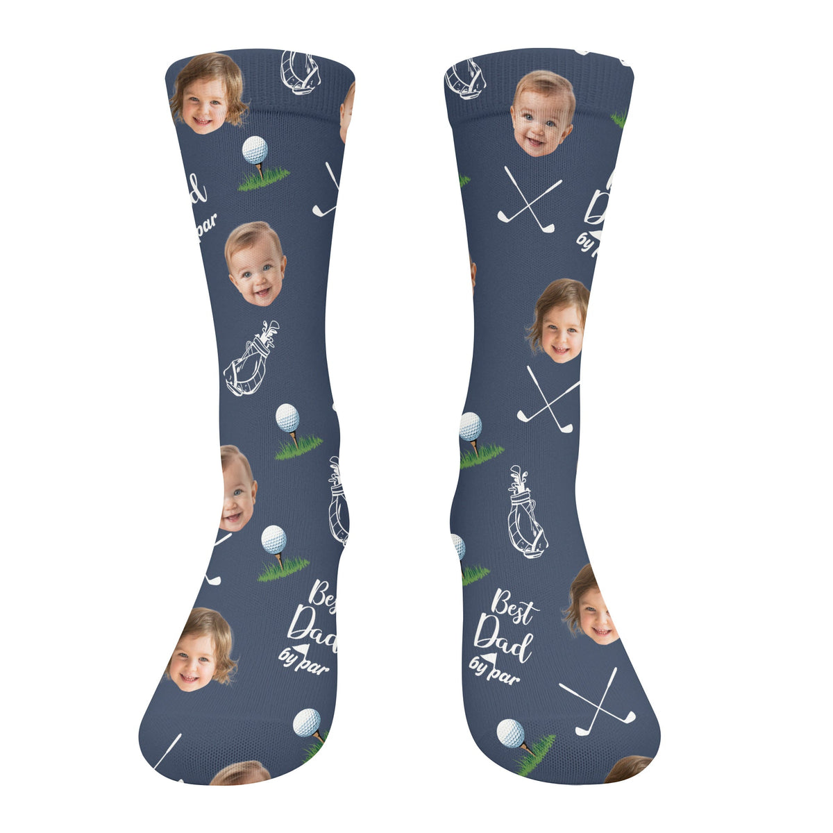 Best Dad By Par Custom Face Kids Photo, Golf Socks, Fun Socks For Men, Christmas Golf Gift