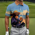 Beach Monkey Sky Sand Hawaiian Golf Polo, Golf Tops For Men, Golfing Apparel