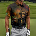 Monkey Gentleman Vintage Oak Hawaiian Golf Polo, Golf Tops For Men, Golfing Apparel