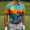 Monkey Gentleman Sunset Coast Hawaiian Golf Shirt, Men's Golf Shirt, Polo Shirts For Men