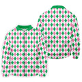 Green Pink Argyle Men Golf Shirts, Funny Golf Polos, Unique Gift For Golfer