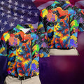 Colorful Cat Sunglasses Paint Splash Golf Shirt, Men's Golf Shirt, Golf Apparel For Men