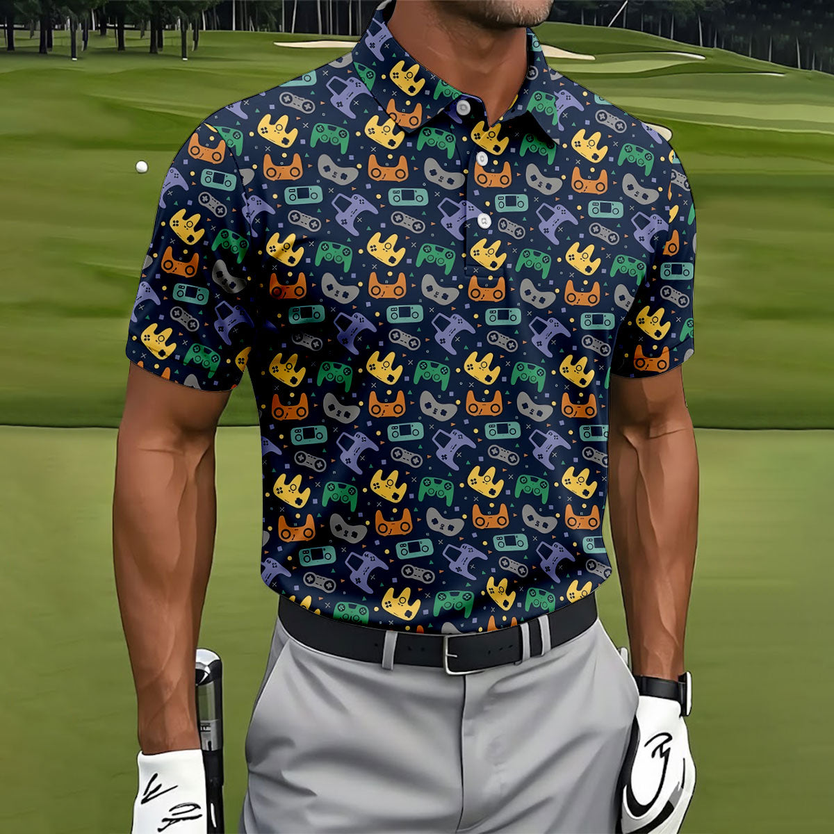 Video Game Controller Hawaiian Golf Shirt, Men's Golf Shirt, Polo Shirts For Men