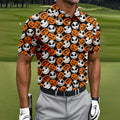 Halloween Skull Pumpkin Pattern Golf Polo Shirt, Men's Golf Shirt, Hawaiian Golf Shirt
