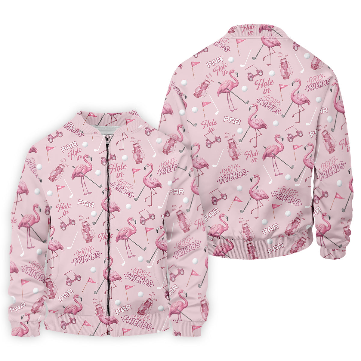 Pink Flamingo Customized Golf Polos, Fun Men's Golf Polos, Hawaiian Golf Shirts, Golfing Apparel