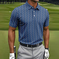 Blue Funny Middle Finger Golf Pattern Polo Shirt, Golf Polo Shirts For Men, Mens Golf Apparel