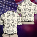 Vintage Donkey Sketch Pattern Hawaiian Golf Polo Shirt, Hawaiian Golf Shirt, Golf Shirts For Men