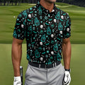 Skull Potion Halloween Pattern Polo Shirt, Printed Golf Shirts, Golf Apparel For Men