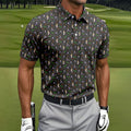 Funny Golf Lesson Alligator Pattern Polo Shirt, Golf Shirts For Men, Mens Golf Apparel