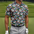 Poker Blackjack Hawaiian Golf Shirt, Playing Card Pattern Men's Golf Shirt, Polo Shirts For Men