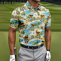 Cute Funny Duck Hawaiian Golf Shirt, Beach Theme Men's Golf Shirt, Polo Shirts For Men