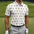 Cartoon Beer Mug Golfer Pattern Golf Polo Shirt, Polo Shirts For Men, Printed Golf Shirts