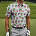 Tropical Santa Flamingo Beach Golf Polo, Christmas Golf Shirt, Golf Apparel For Men