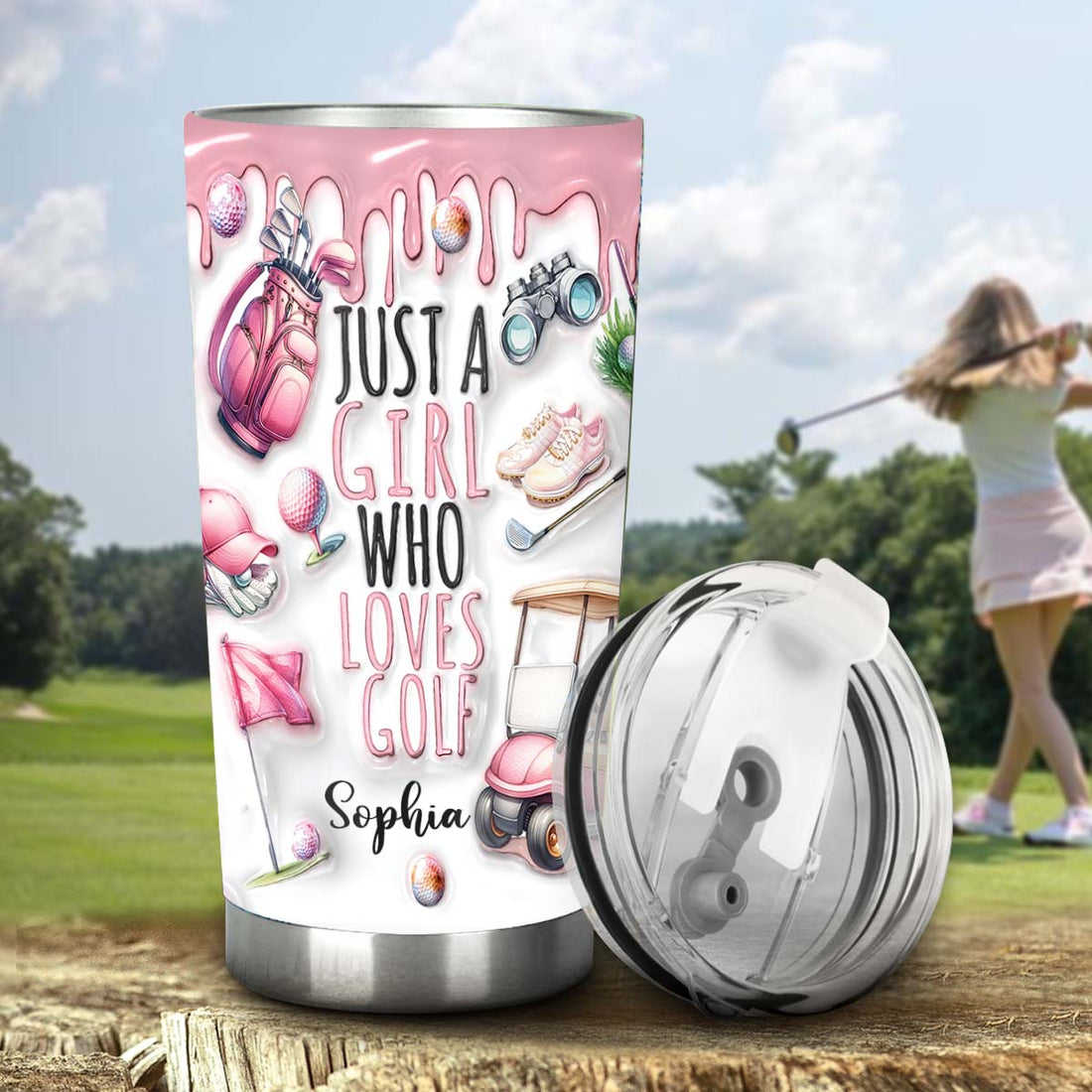 Just A Girl Who Loves Golf Custom Stainless Steel Tumbler, 20oz Golf Tumbler, Mothers Day Gift