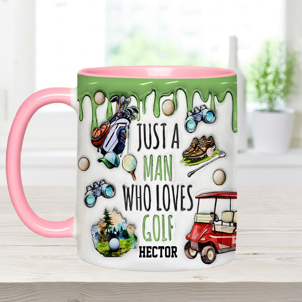 Just A Man Who Loves Golf Custom Accent Mug, Men Golf Gifts, Golf Mug, Gift For Golfers