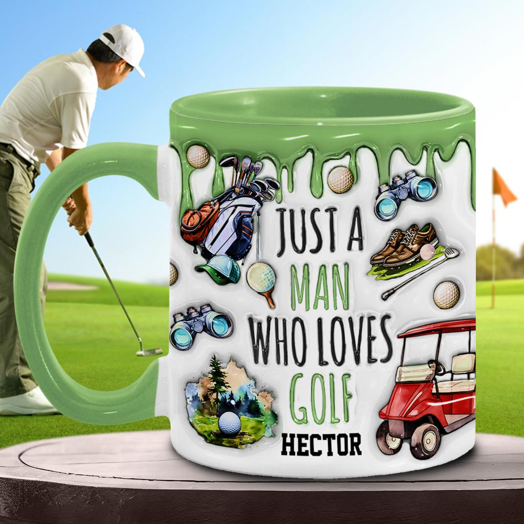 Just A Man Who Loves Golf Custom Accent Mug, Men Golf Gifts, Golf Mug, Gift For Golfers