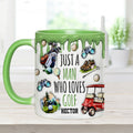 Just A Man Who Loves Golf Custom Accent Mug, Men Golf Gifts, Golf Mug, Gift For Golfers