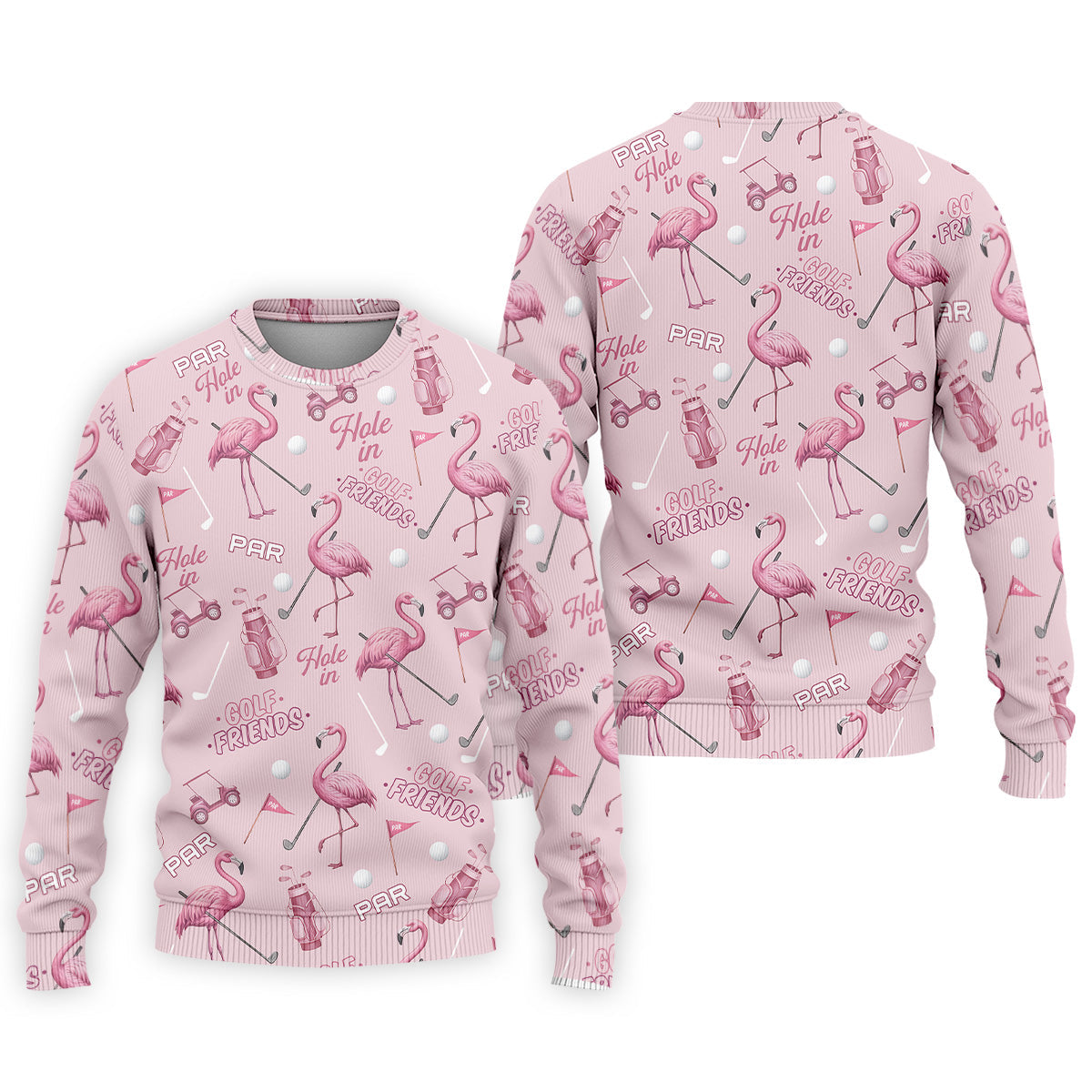 Pink Flamingo Customized Golf Polos, Fun Men's Golf Polos, Hawaiian Golf Shirts, Golfing Apparel