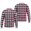 Black Pink Argyle Men's Golf Polo Shirt, Golf Gift For Men, Golfing Apparel, Matching Golf Shirt