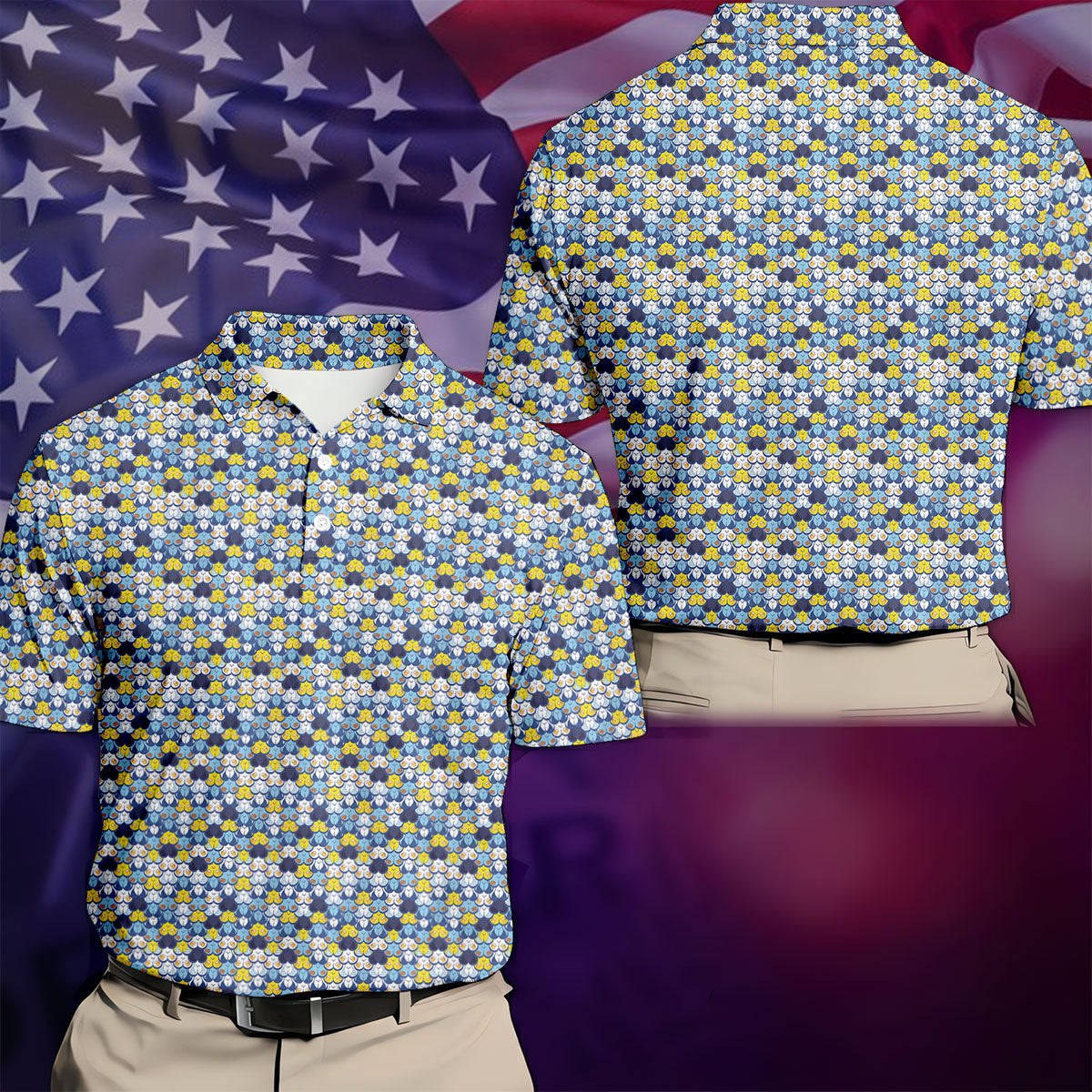 Funny Beer Pretzel Cleavage Pattern Golf Polo Shirt, Mens Golf Polo, Printed Golf Shirts