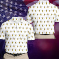 Cartoon Beer Mug Golfer Pattern Golf Polo Shirt, Polo Shirts For Men, Printed Golf Shirts
