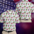 Tropical Santa Flamingo Beach Golf Polo, Christmas Golf Shirt, Golf Apparel For Men