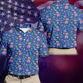 Surfing Alien Space Galaxy Hawaiian Golf Shirt, Hawaiian Golf Shirt, Golf Shirts For Men