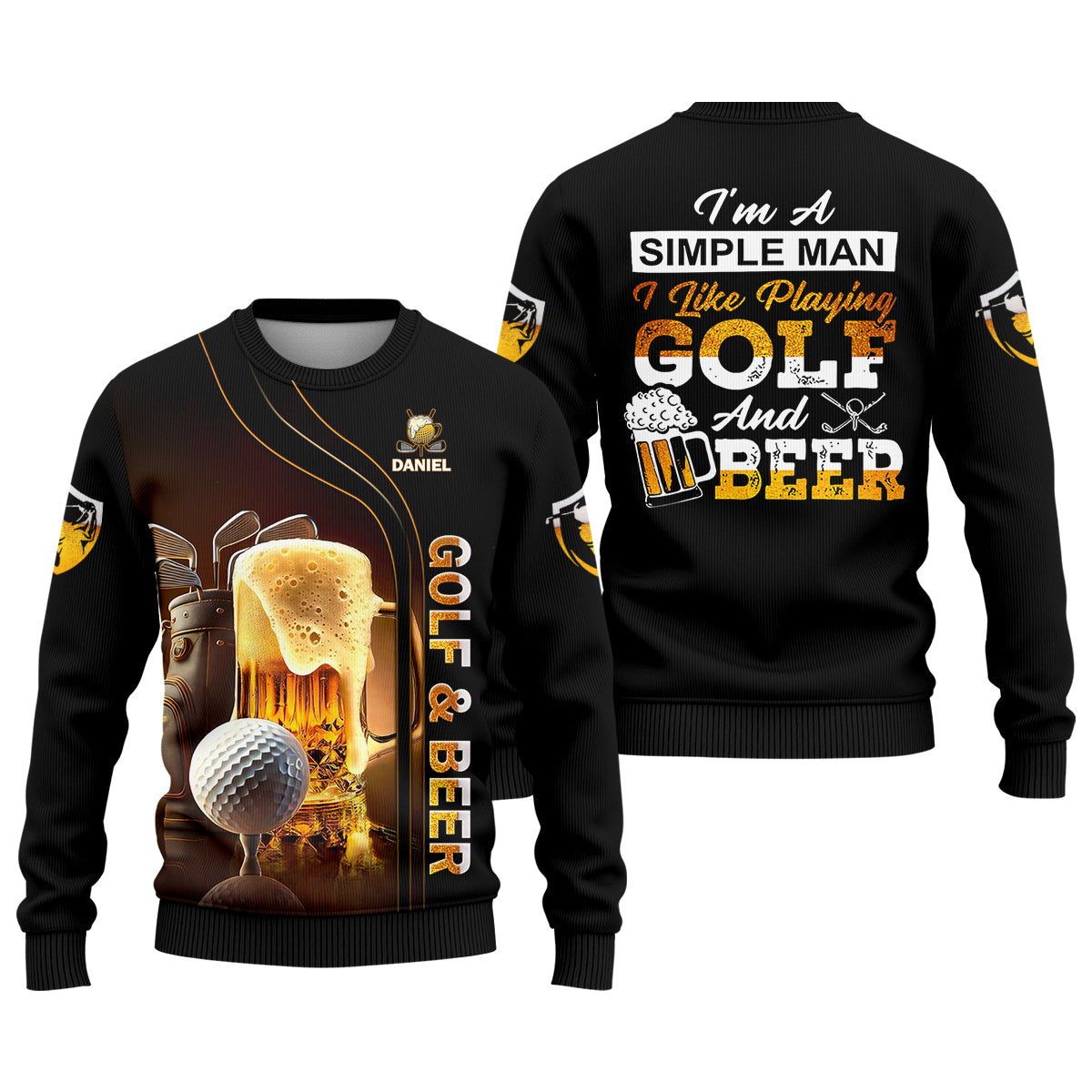 I'm A Simple Man I Like Playing Golf & Beer Custom Funny Golf Polo Shirt, Dad Golf Gifts