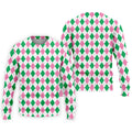 Green Pink Argyle Men Golf Shirts, Funny Golf Polos, Unique Gift For Golfer