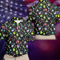 Neon Cocktail Party Pattern Design Hawaiian Golf Shirt, Golf Shirts For Men, Polo Shirts For Men