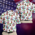 Surfing Santa Tropical Christmas Golf Shirt, Christmas Golf Shirt, Golf Apparel For Men