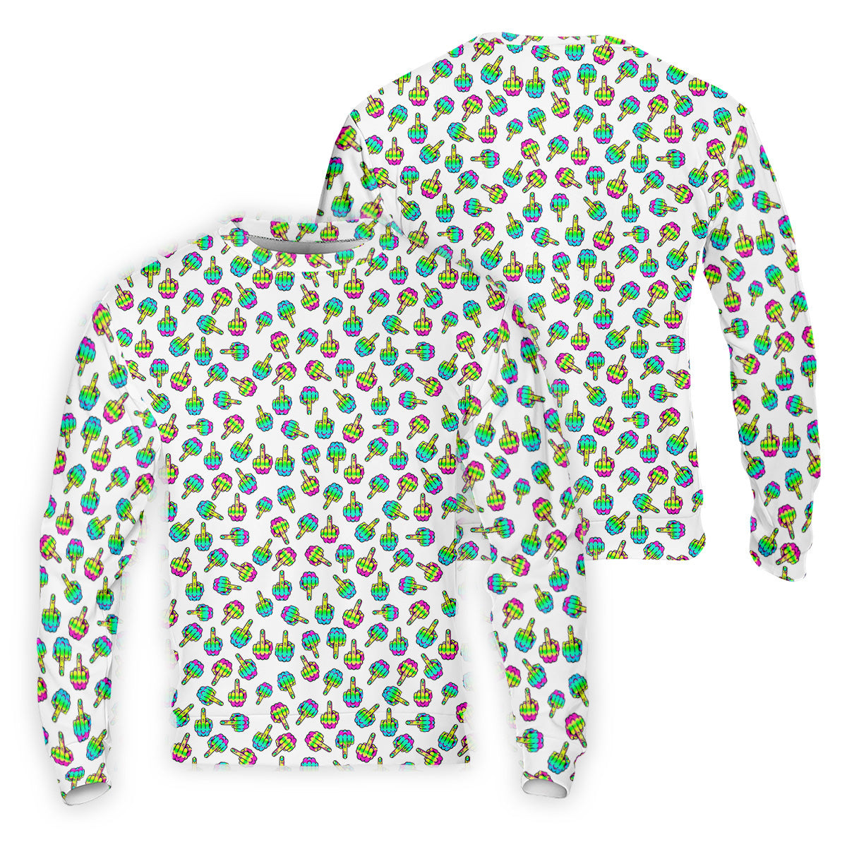 Neon Middle Finger Men Fun Golf Shirts, White Golf Polo, Cool Golf Gifts, Golfing Apparel