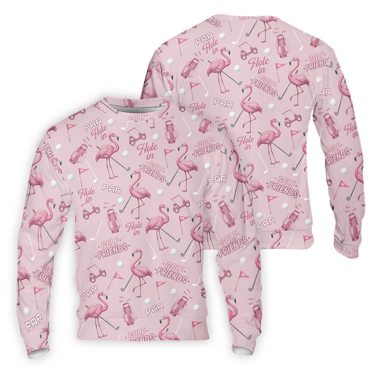 Pink Flamingo Customized Golf Polos, Fun Men's Golf Polos, Hawaiian Golf Shirts, Golfing Apparel