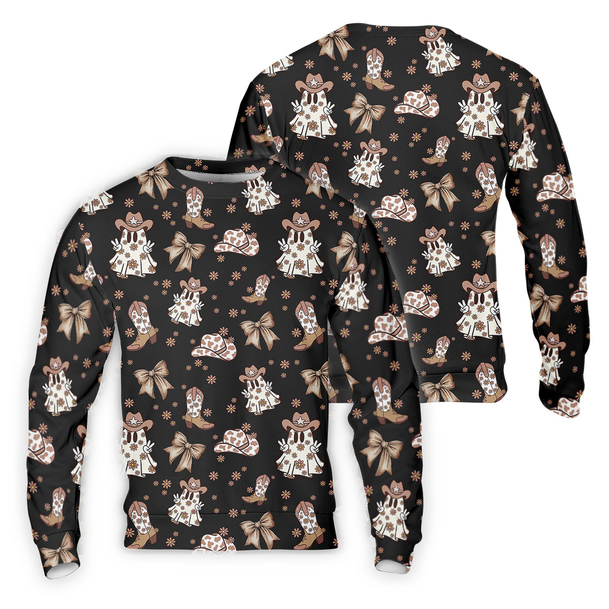 Coquette Halloween Cowboy Ghost Black Fun Golf Shirts For Men, Polo Shirts For Men, Golfing Apparel
