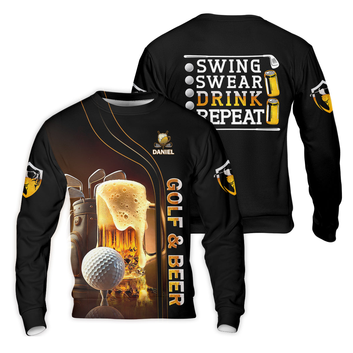 Swing Swear Drink Repeat Funny Golf Polo Shirt, Mens Golf Gift, Golf Lover Gift
