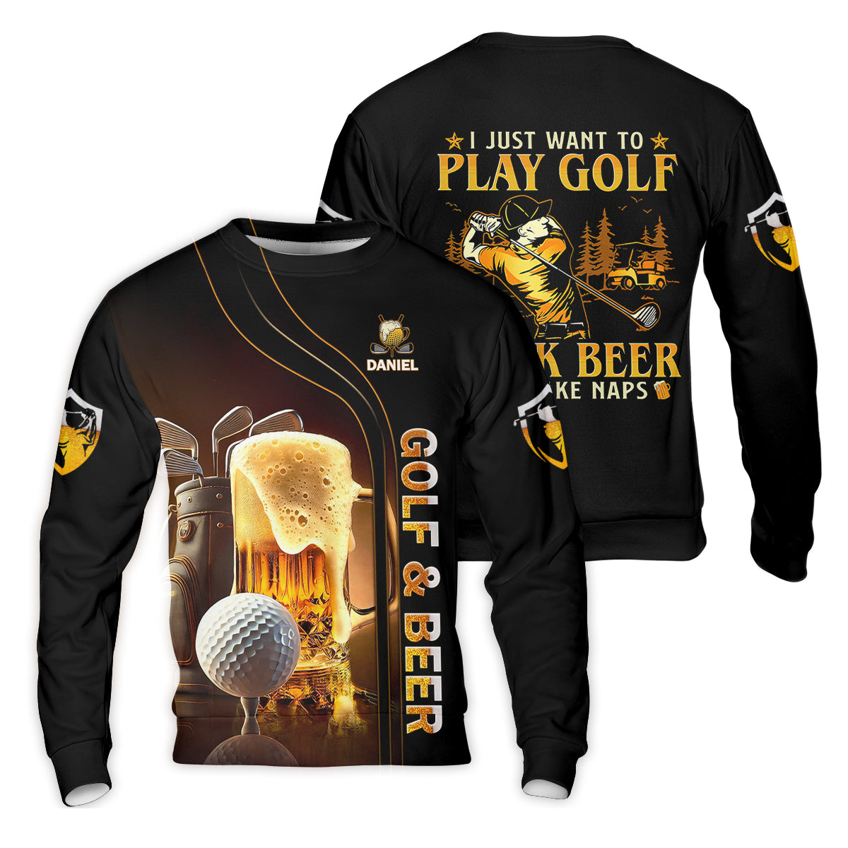 I Just Wanna Play Golf And Drink Beer Custom Golf Polo Shirt, Mens Golf Gift, Golf Lover Gift
